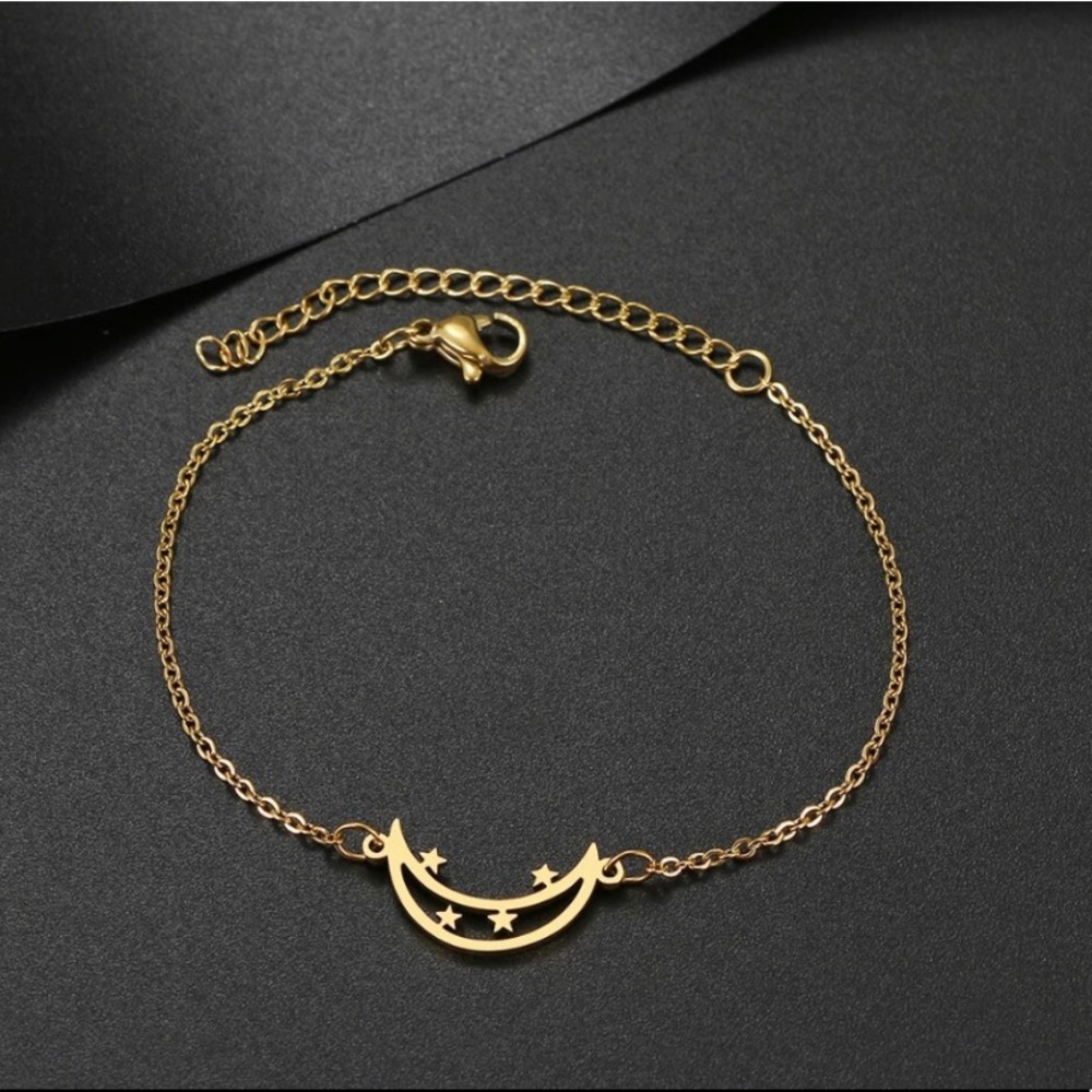Golden Moon and Stars Stainless Steel Bracelet Accessory Jewelry